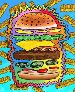 Hamburger With Fries Pop Art