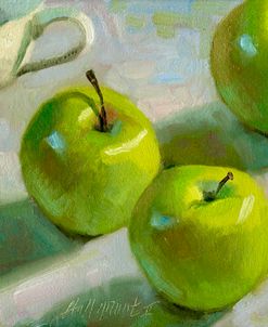 Three Green Apples with Teacup