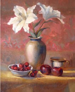 Lilies With Plums and Cherries
