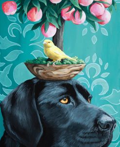 Black Lab and Bird