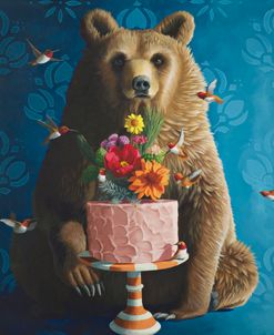 Cake Bear On Blue