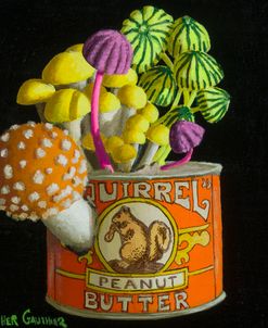 Vintage Orange Tin with Mushrooms