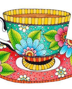 Coloured Teacup – Embellished