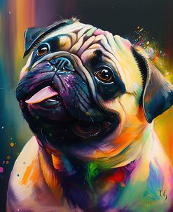 Colorful Pug’s Loving Gaze