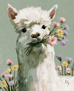 White Alpaca With Wildflowers