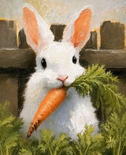 White Bunny With Carrot Garden
