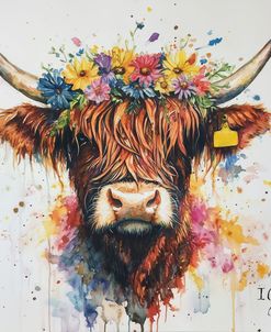 Floral Highland Cow