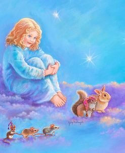 Girl and Animals in Clouds I