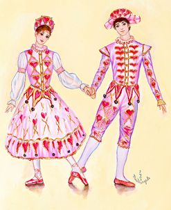 Harlequin And Columbine Holding Hands