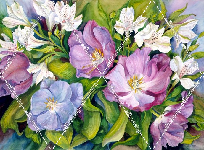 Purple Tulips/ White Alstroneria