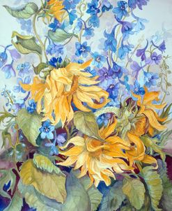 Sunflowers & Blue Delphinium