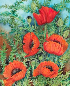 Garden Setting with Poppies