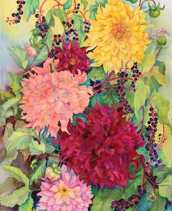 Dahlias And Wild Berries