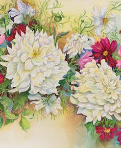 White Dahlias And Cosmos