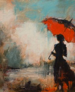 L665 Woman With Red Umbrella