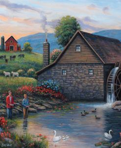 Fishing by the Waterwheel