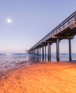 A Dawn Moon At Scripps Pier