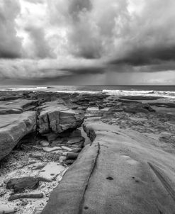 Stormy La Jolla Coast Monochrome