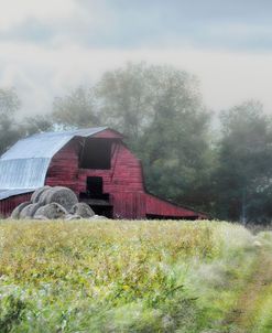 Red Barn In The Fog