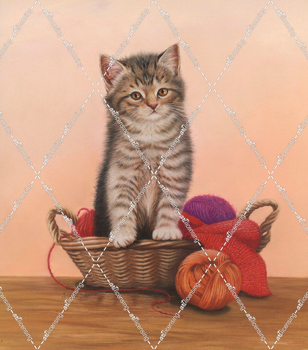 Kitten And Wool Basket
