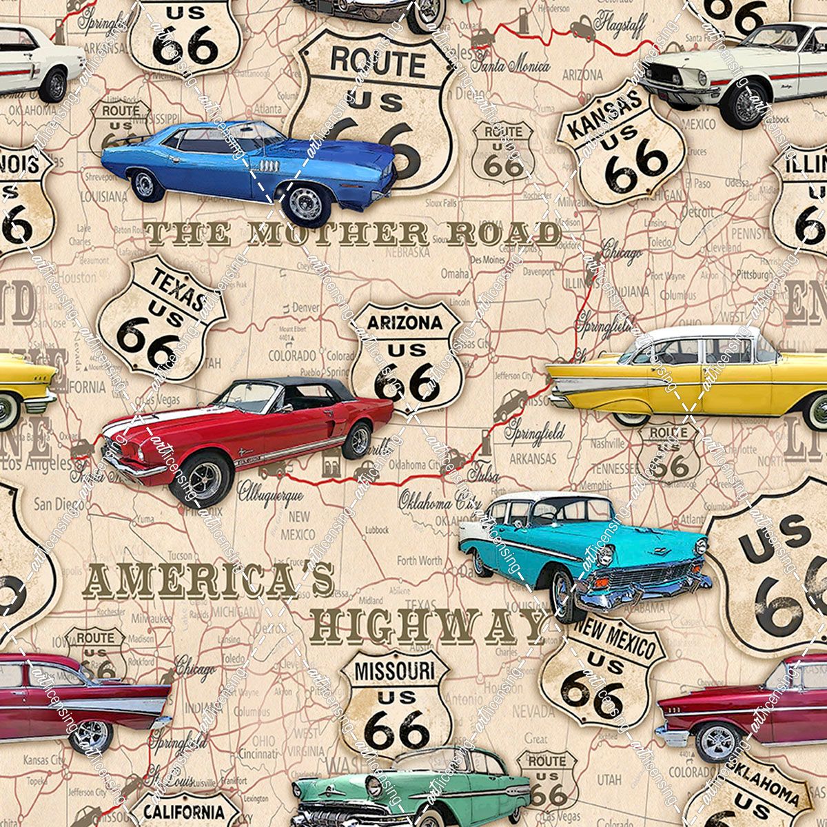 Route 66 Muscle Car Map JP3961
