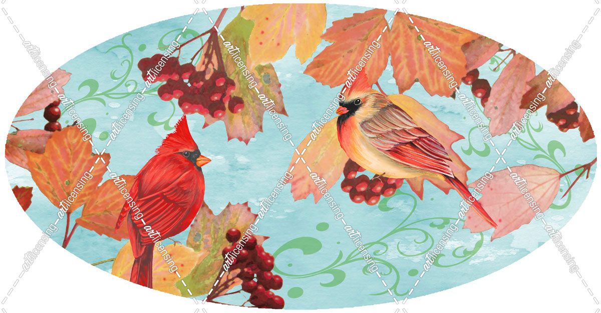 Jp2880_Cardinals In The Fall-A-Oval Platter