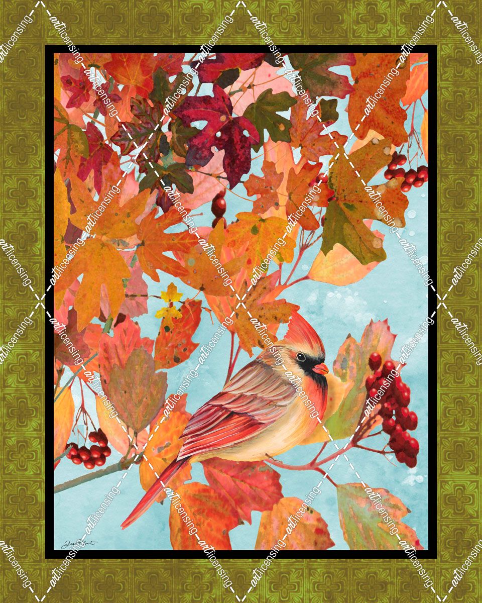 Jp2883_Cardinals In The Fall-Female-Green Border