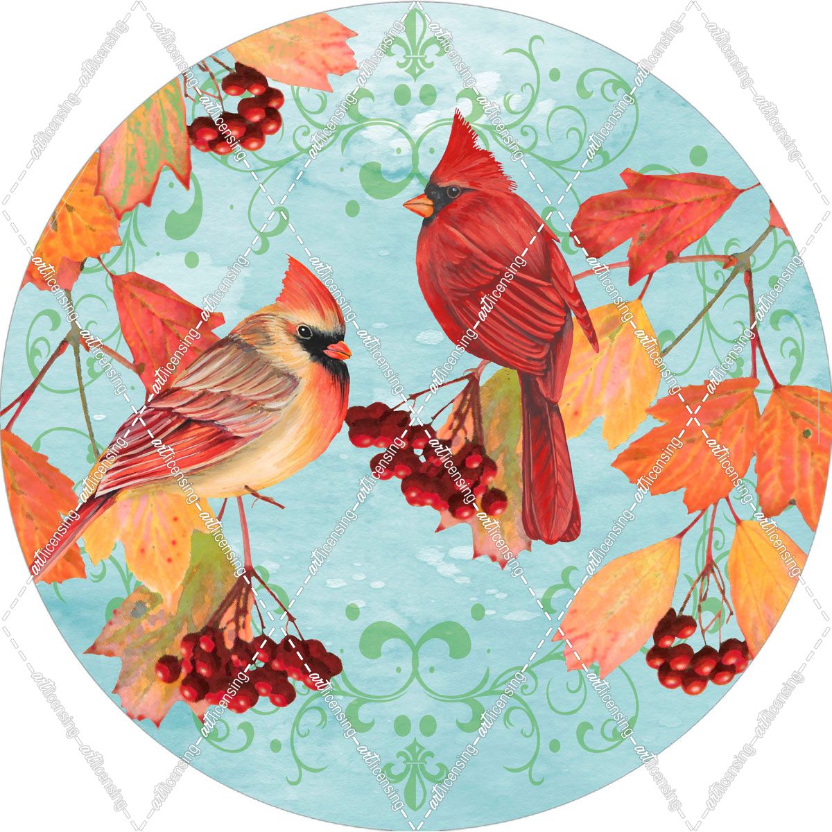 Jp2885_Cardinals In Fall-Dinner Plate
