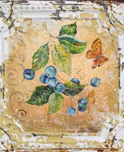 Blue Berries And Butterfly Tin Tile