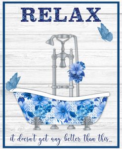 Blue Floral Bath Art A