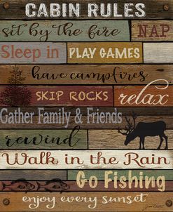 Cabin Rules On Wood,