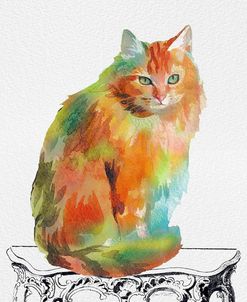 Watercolor Cat On Table F