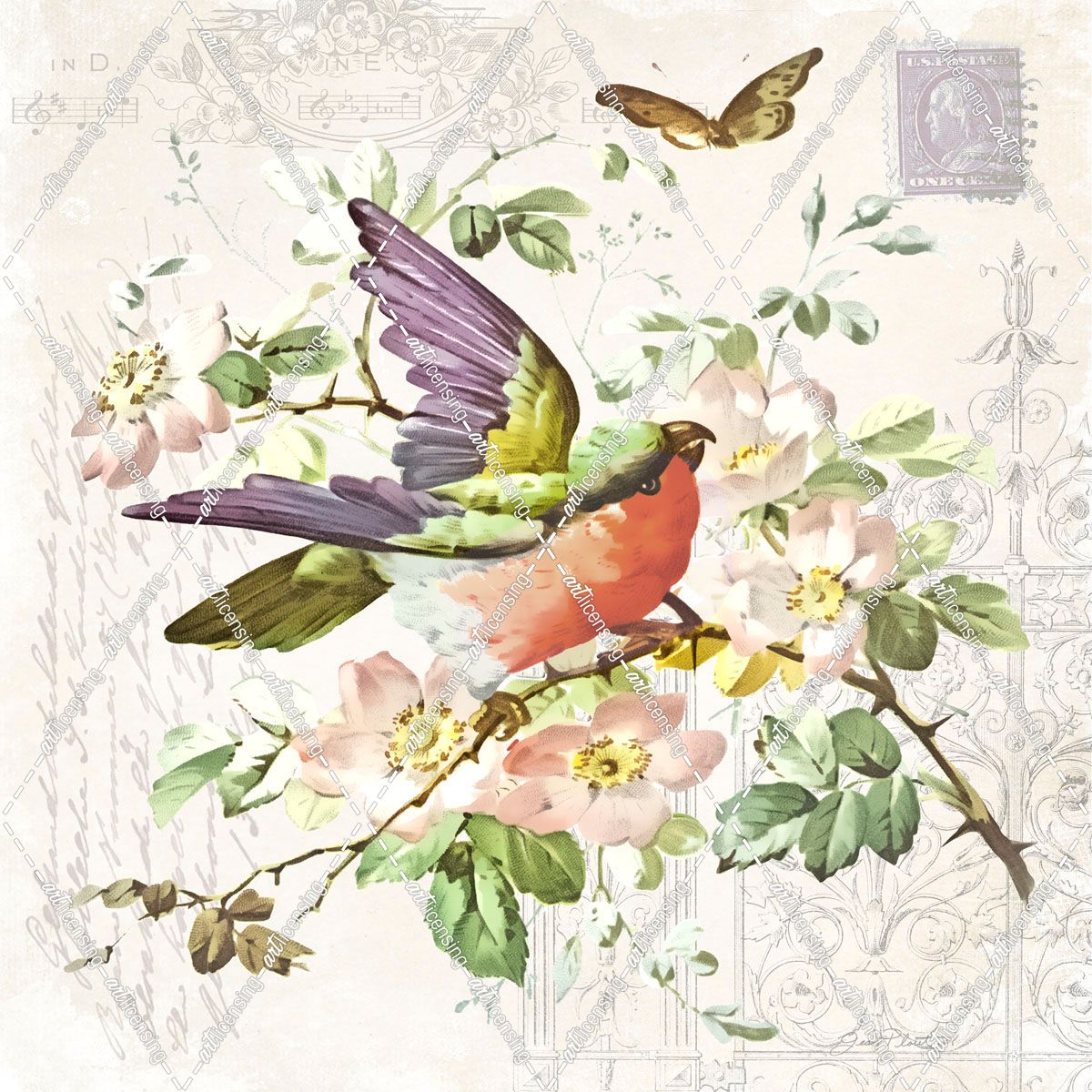 Bird and Blooms B