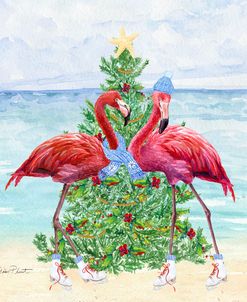 Coastal Christmas Flamingos A