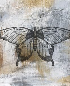 Gold And Grey Textures Butterfly A4