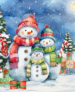 Starry Night Christmas With Snowmen 5324