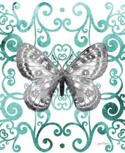 Aqua Tile With Butterfly D