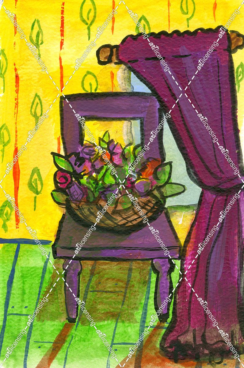 Purple Curtains and Chair