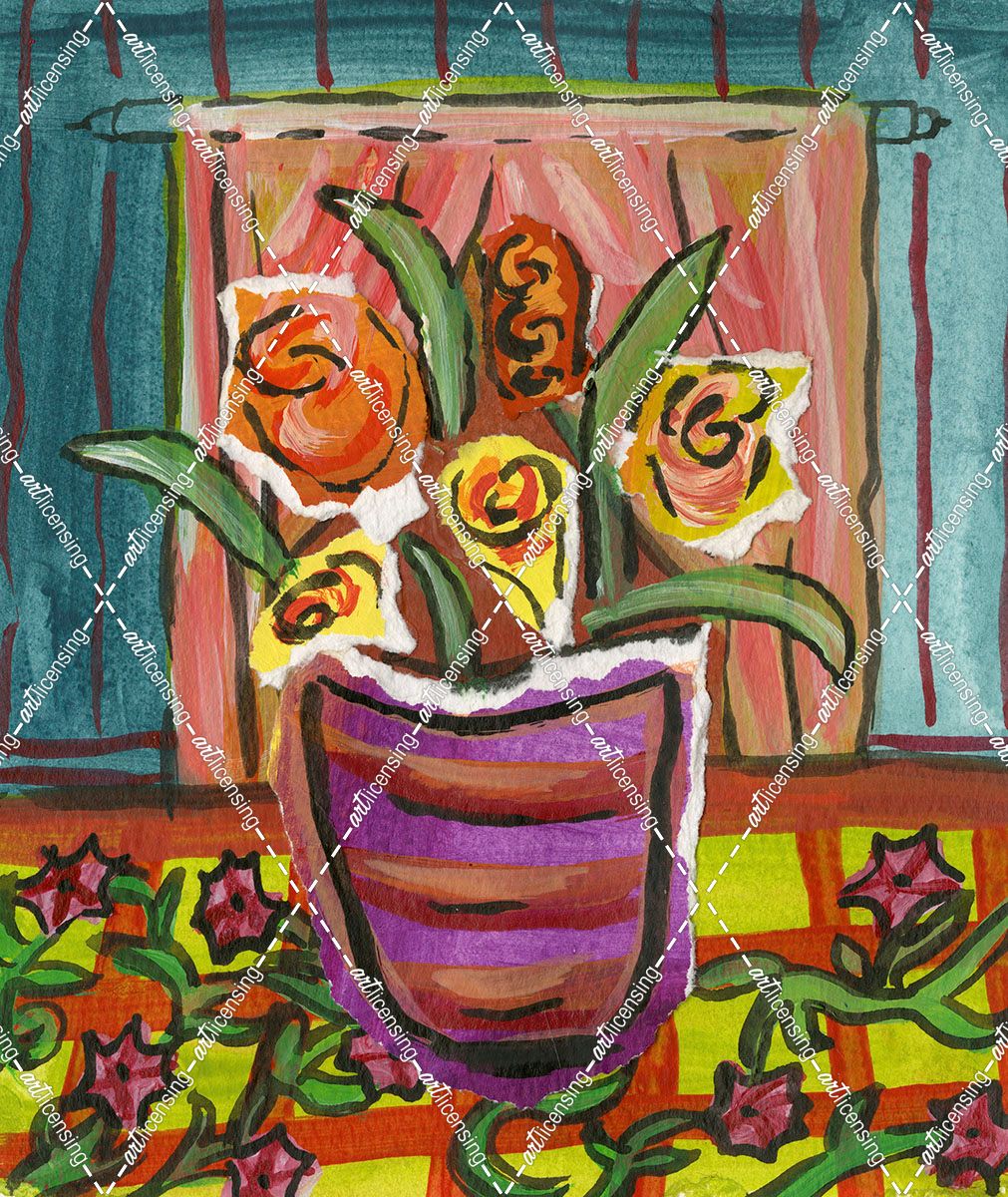 Flowers in Purple Pot
