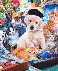 Pups and Kittens in the Art Studio