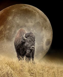Buffalo Bison and Moon