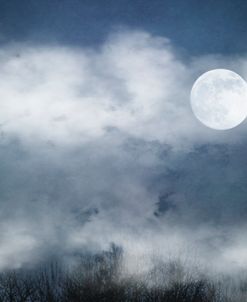 Misty Clouds Full Moon Blue
