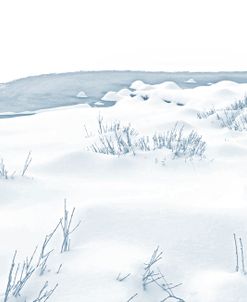 Minimalism Winter Snow With Stream Blue White