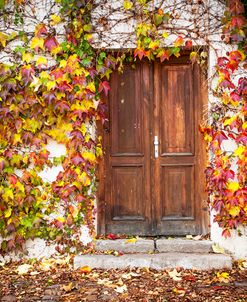 Autumn Wooden Doorway in Prague