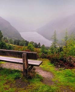 Bench Over the Upper Lake in Glendalough Ireland