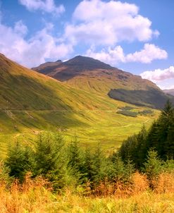 Peaceful Sunny Day in Scotland Mountains
