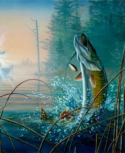 Jim Hansel Breaking the surface fishing Art Print-Framed