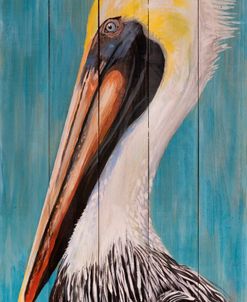 Pelican On Wood Pickets