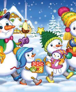 The Father the Snowman with Children