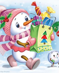 The snow girl with gifts